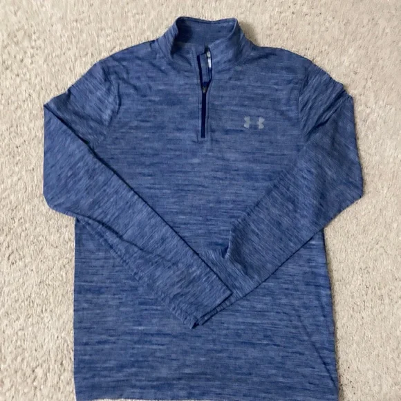 Men’s Under Armour Heat Gear long sleeve Blue 1/4 zip Shirt S Small - Picture 1 of 3